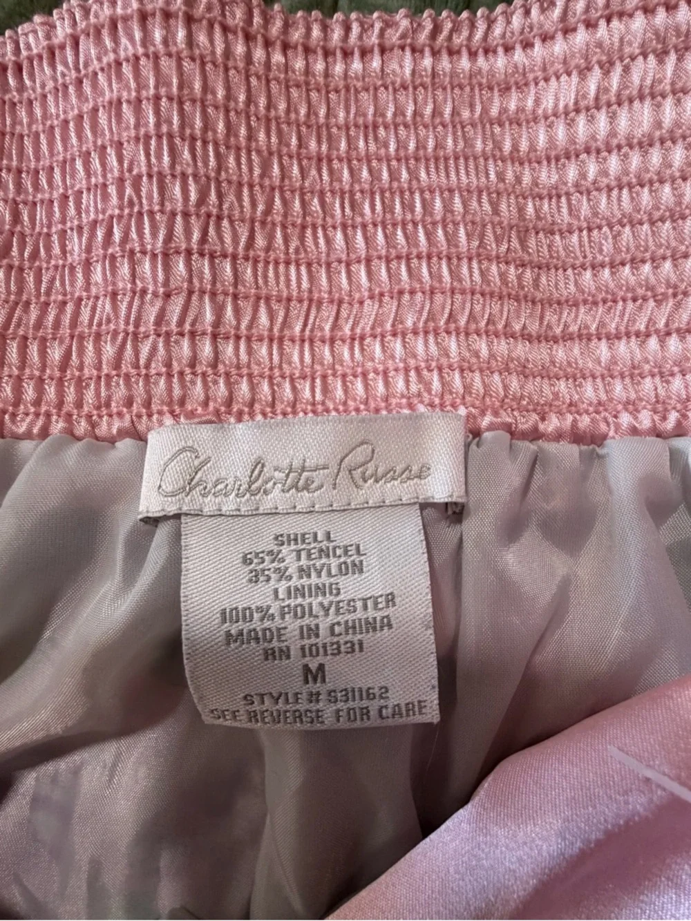 Charlotte‎ Russe pink floral mini skirt elastic waist size medium